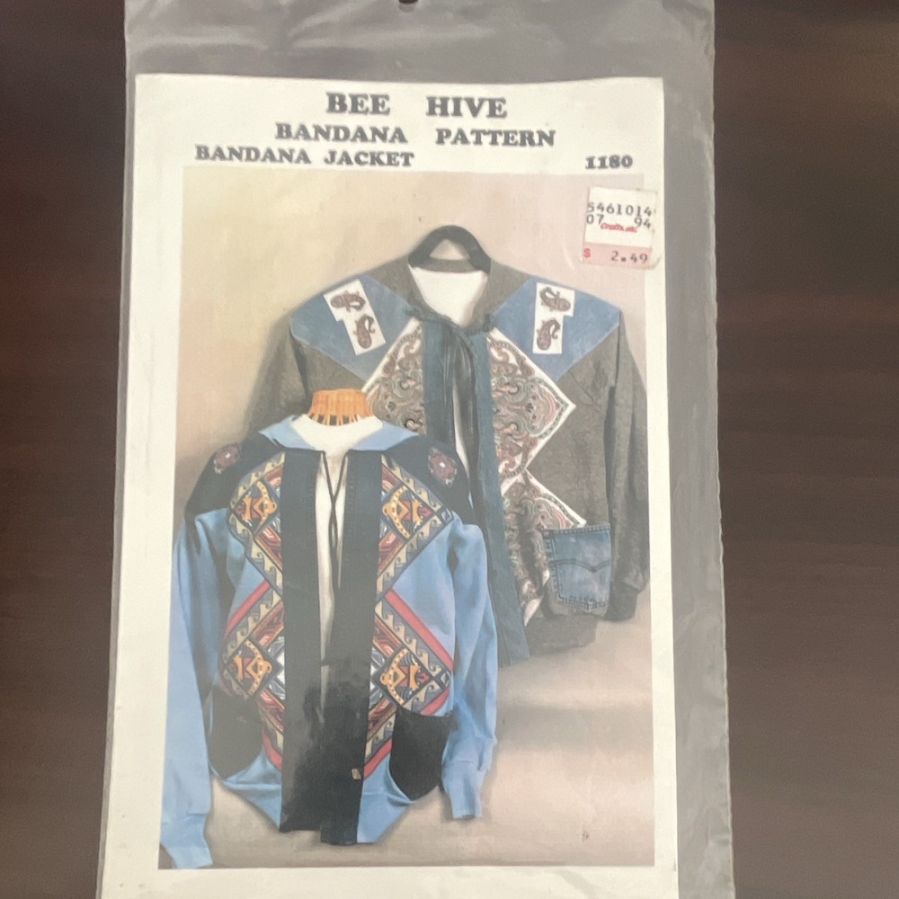 Bee Hive Bandana Jacket Pattern 1180 Vintage 80s Uncut Sewing Craft Pattern